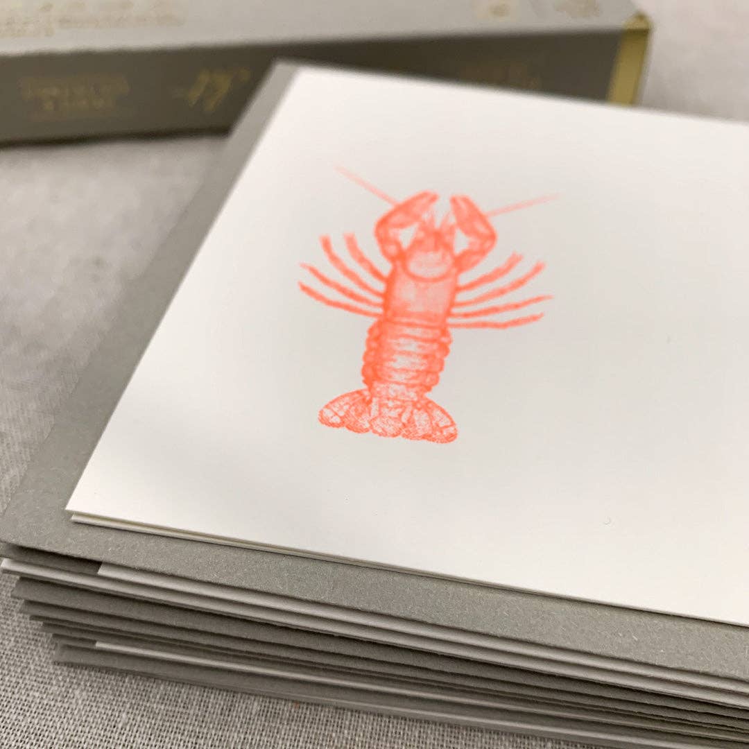 Notecard Set / Riso Print / Lobster / Sustainable