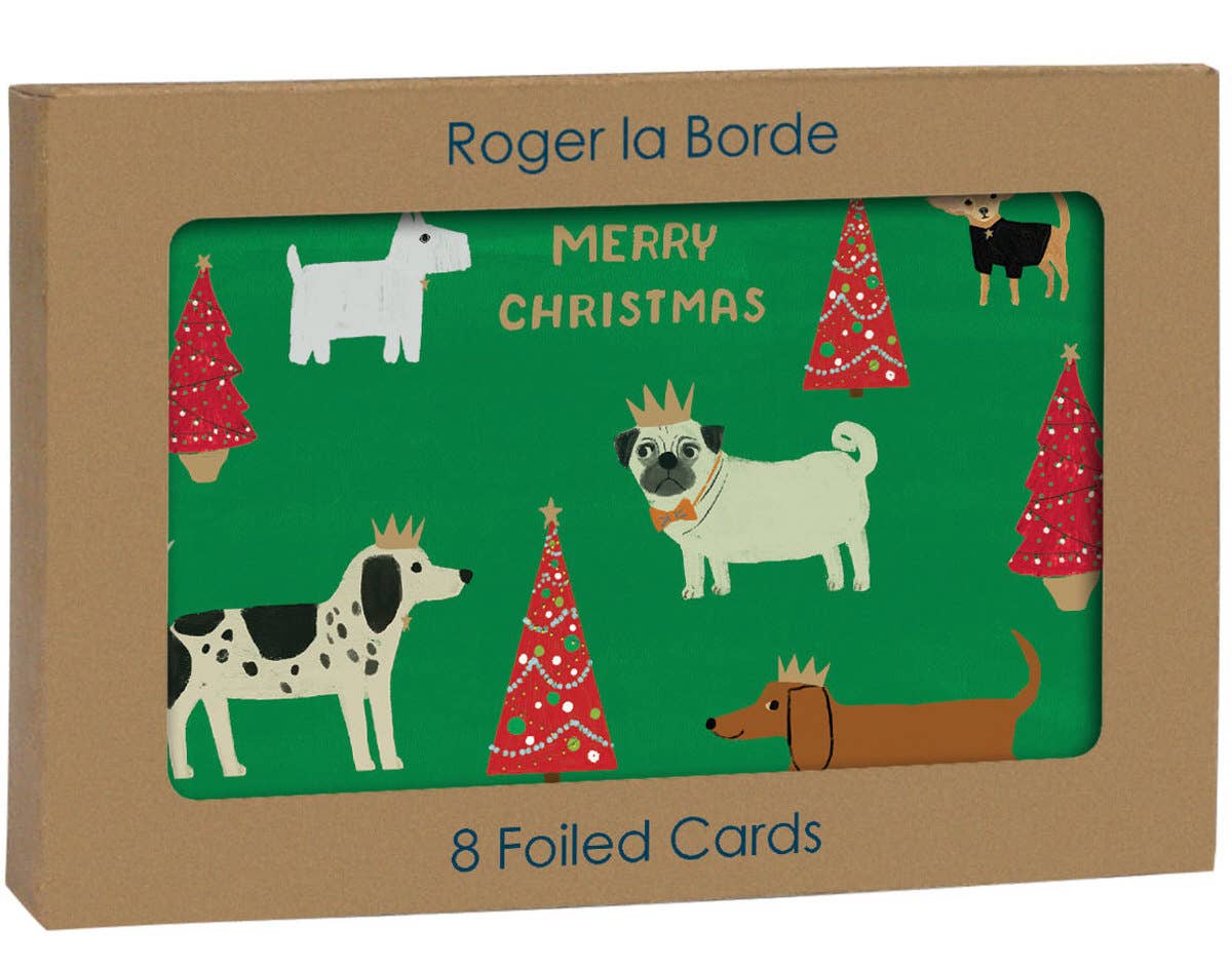 Merry Dogs with Hats Gold Foil Card Pack