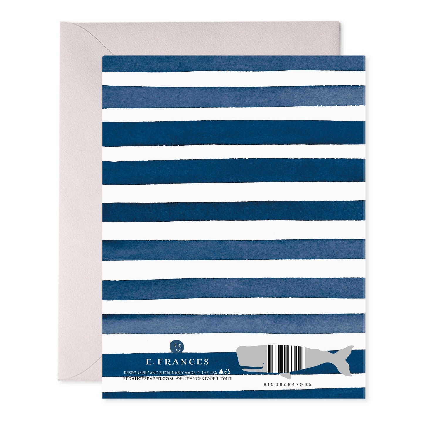 Navy Stripes Thank You Greeting Card - Boxed Set of 6