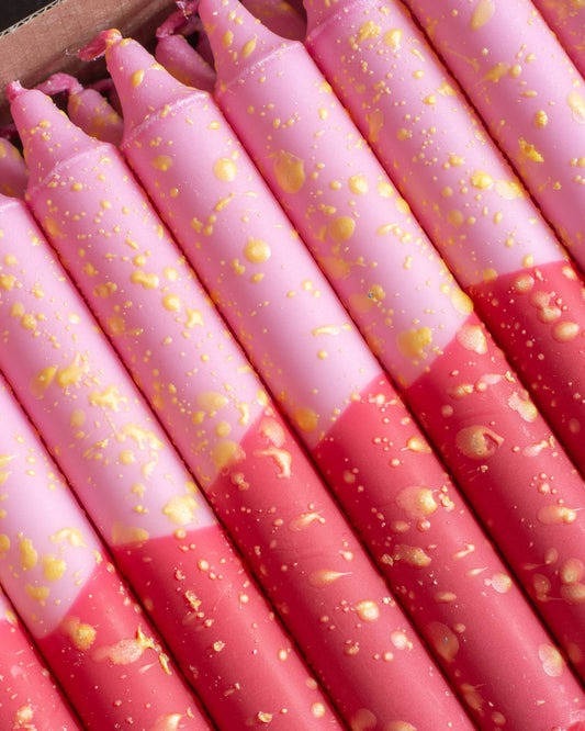 Taper candles- Summer vibes / Pink & Red Yellow Confetti