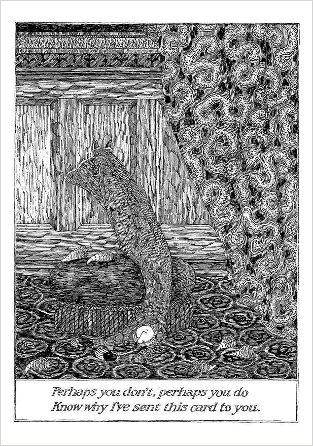 Edward Gorey: Perhaps You Don’t, Perhaps You Do Notecard