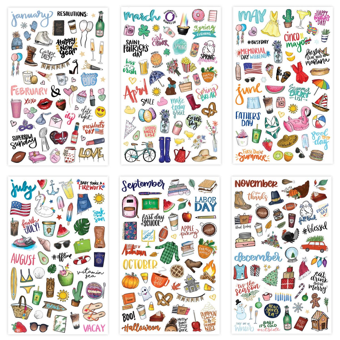 Planner Sticker Pack, Vintage Holiday