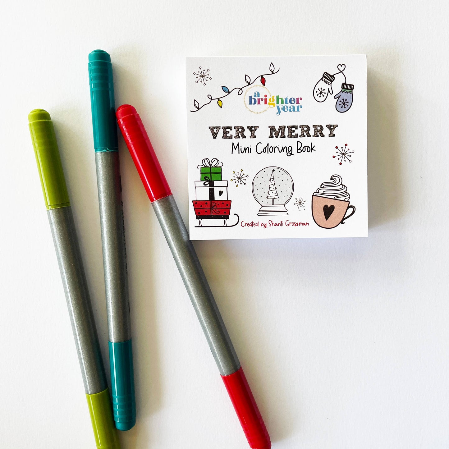 Very Merry Easy Tear Glue Bind Mini Coloring Book for Adult