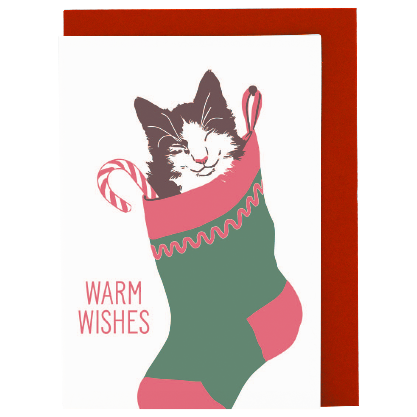 Mini Cat in Stocking Enclosure Card: Box of 6