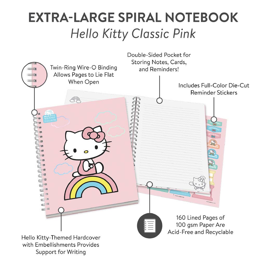 Hello Kitty Classic Pink Extra Large Spiral Notebook