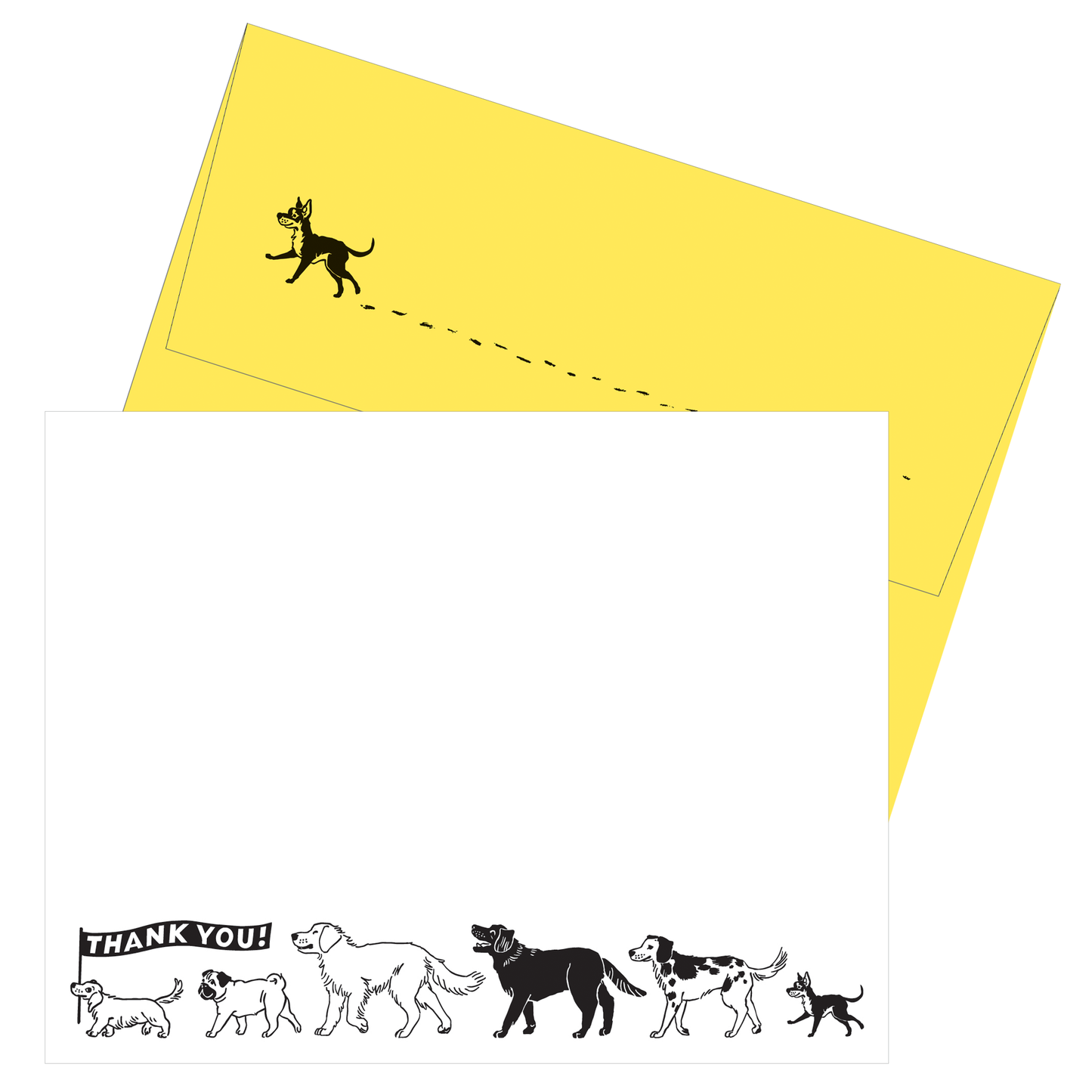 Dog Parade Note Cards with Letterpress Envelopes