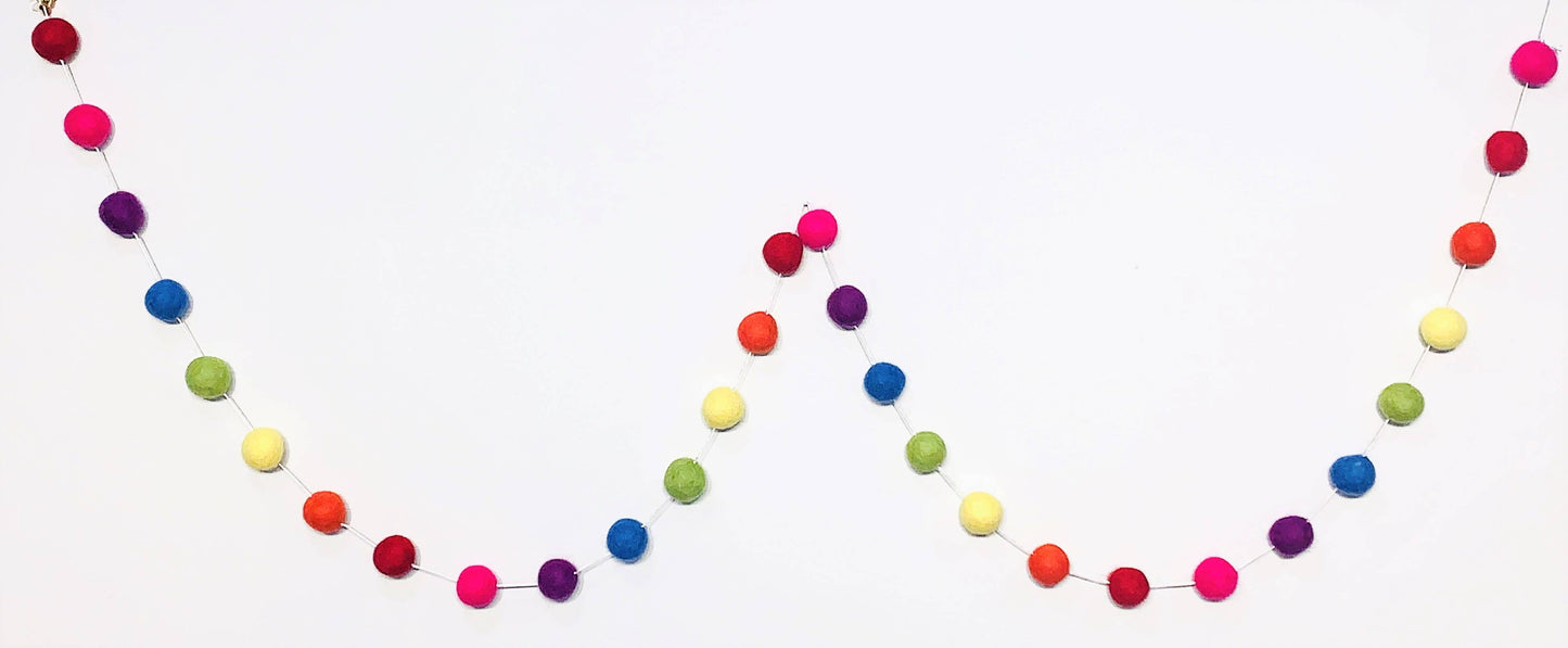 Rainbow Felt Ball Garland