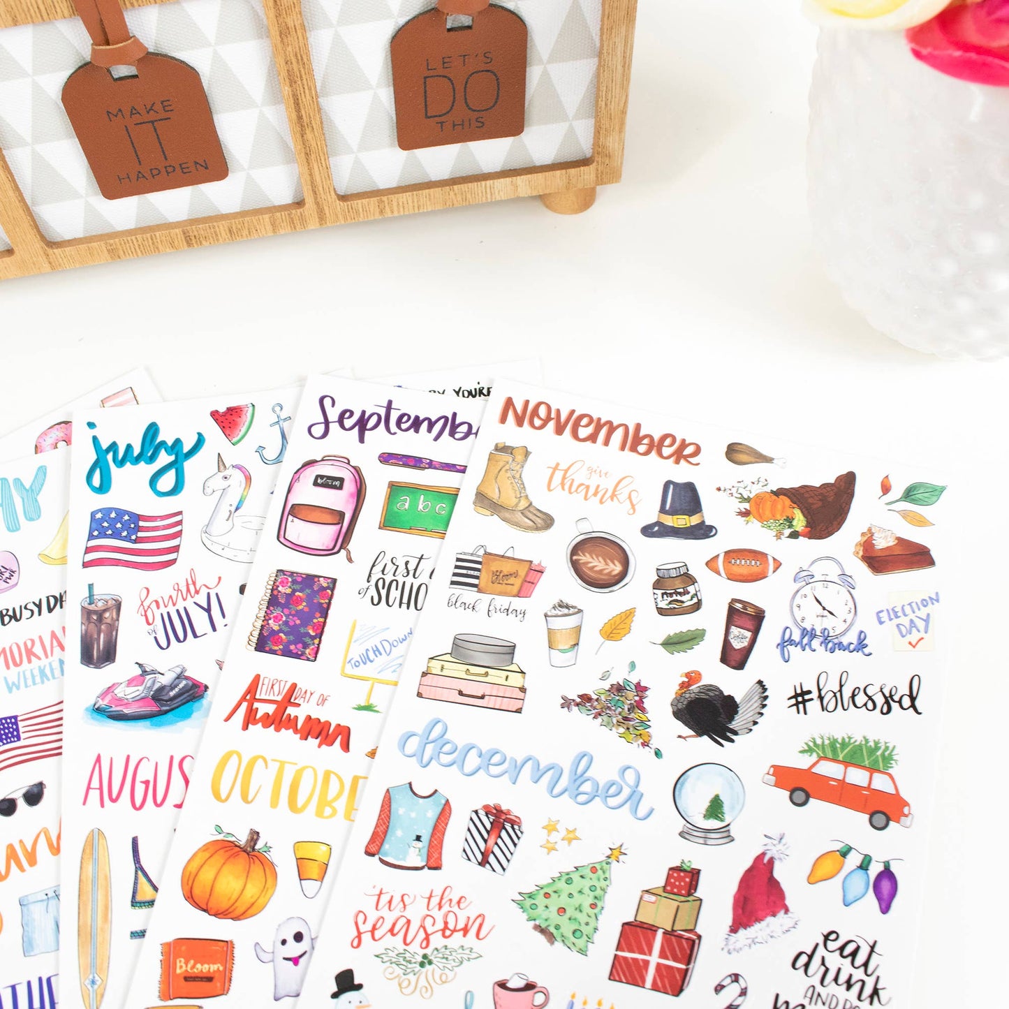 Planner Sticker Pack, Vintage Holiday