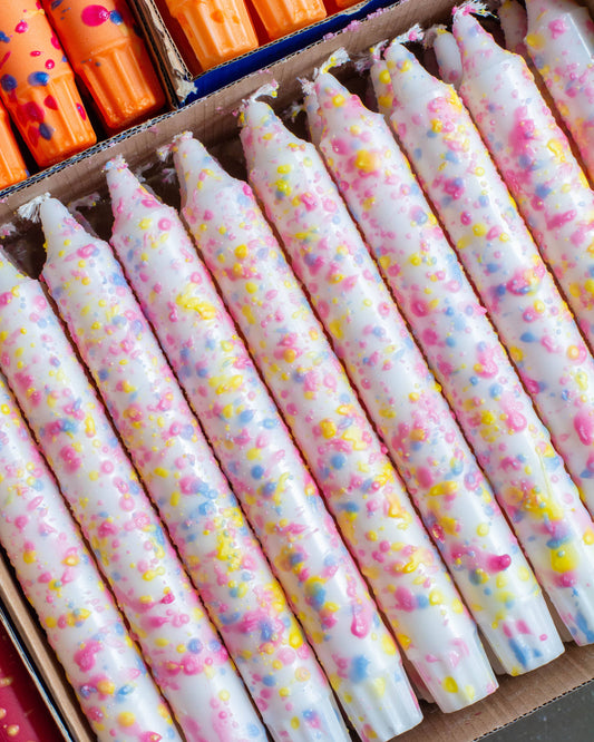 Taper candles- Summer vibes / Rainbow Confetti