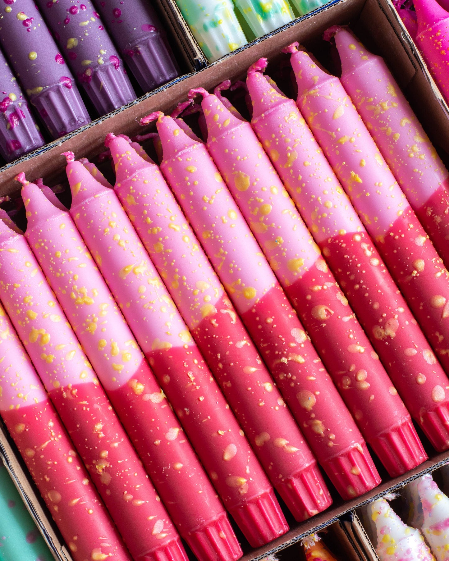 Taper candles- Summer vibes / Pink & Red Yellow Confetti