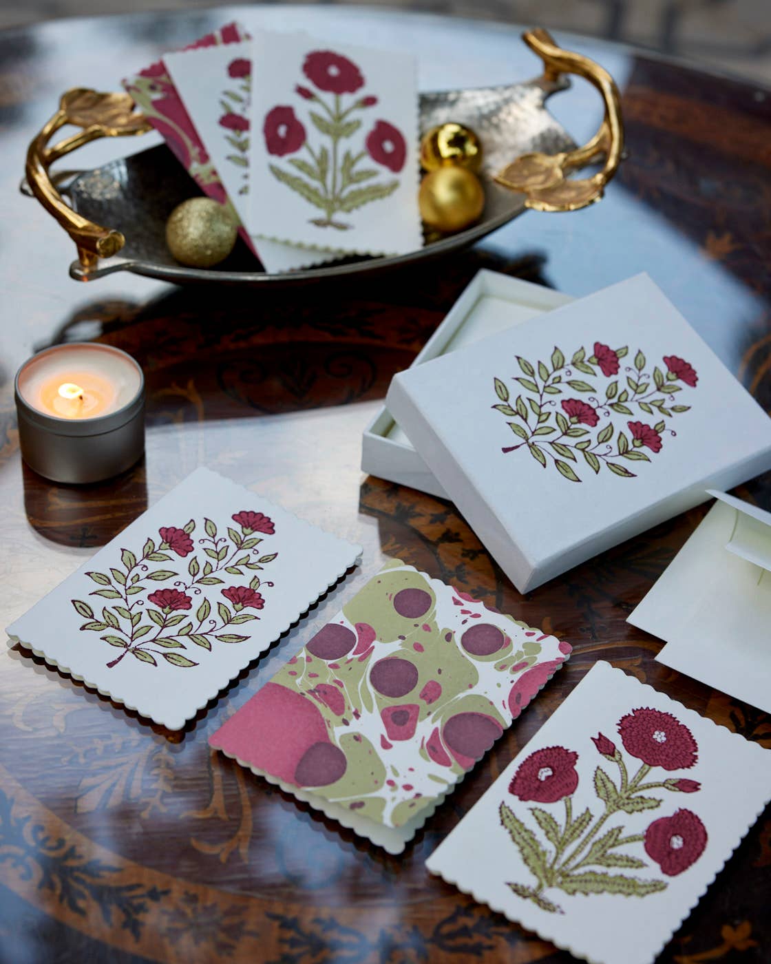 Boxed Artisan Notecard Set - Malika Scarlet