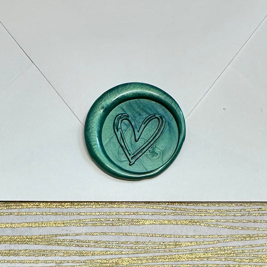 Scribble Heart Brass Wax Seal Die