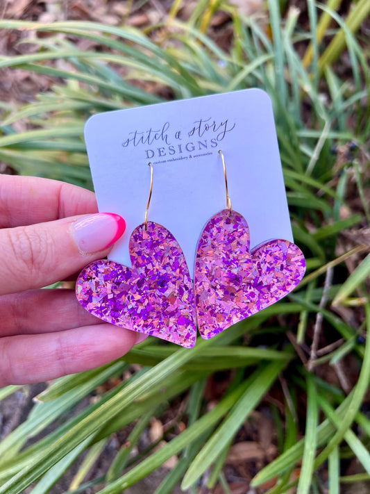 Acrylic Chunky Heart Earrings