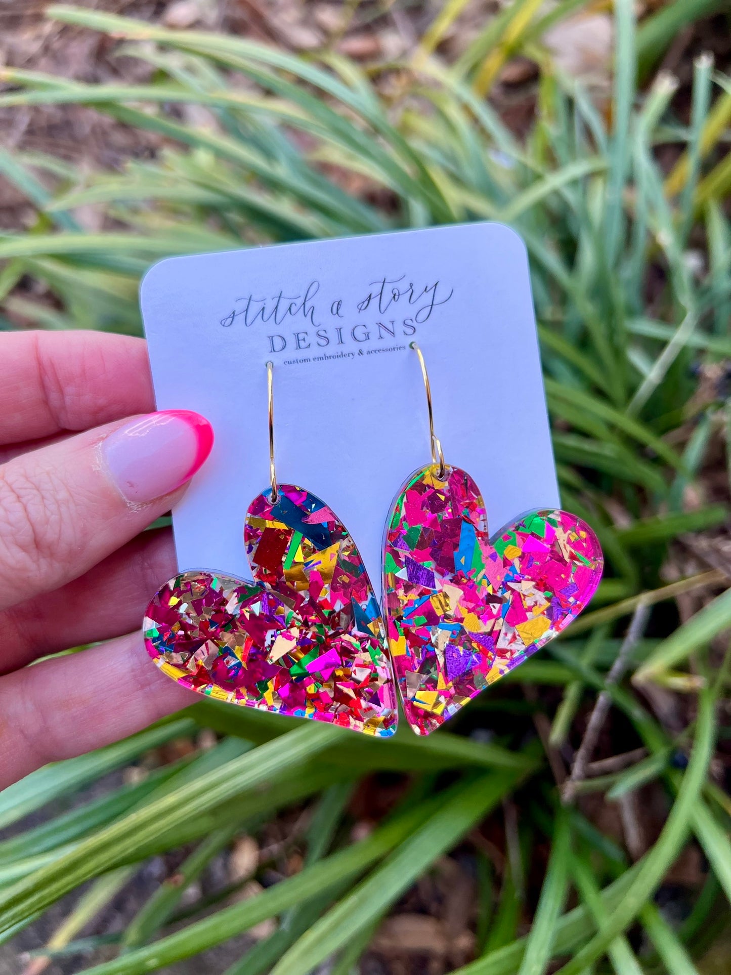 Acrylic Chunky Heart Earrings