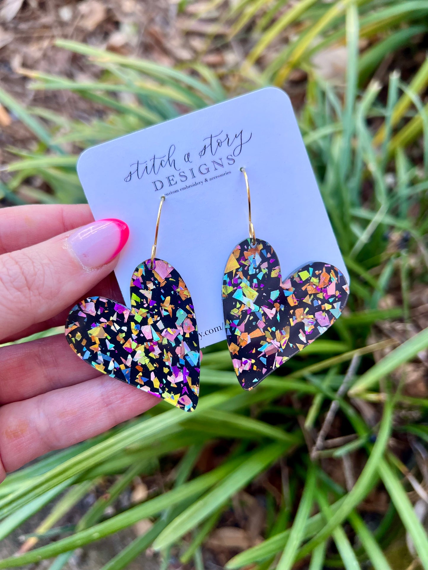 Acrylic Chunky Heart Earrings