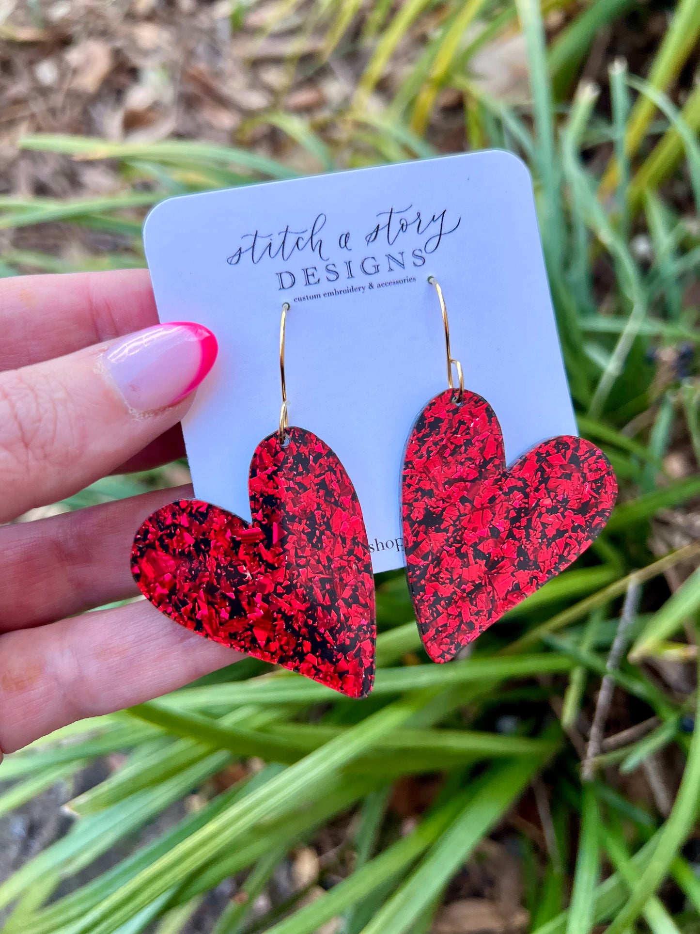 Acrylic Chunky Heart Earrings