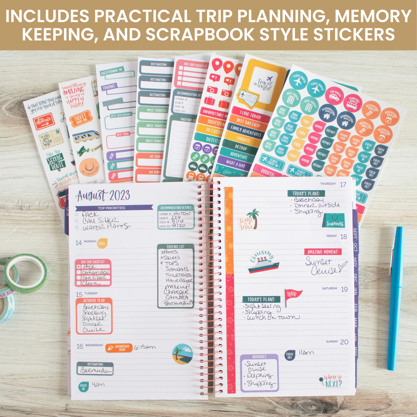 Planner Sticker Pack, Travel & Trip Planning