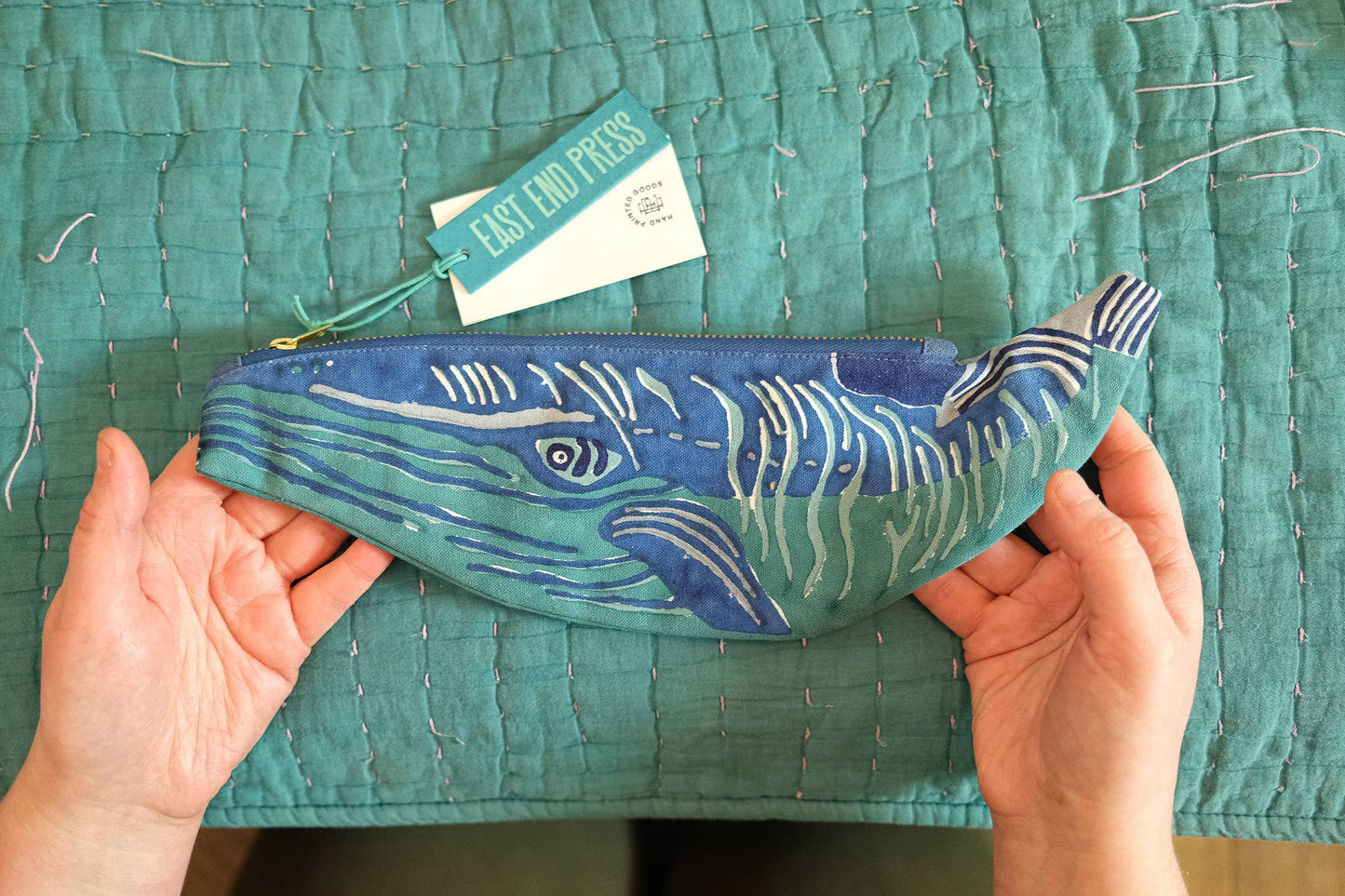 Whale Fabric Pen & Pencil Pouch