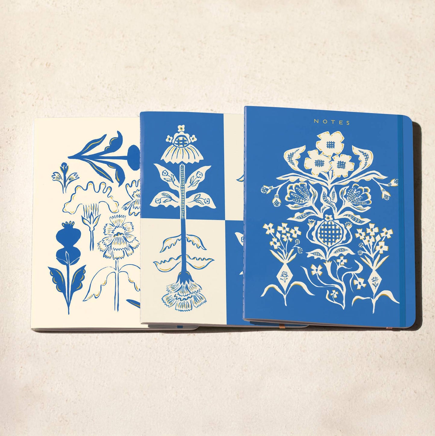 Blue Flower Bouquet Seedlings Sewn Trio Notebook Set