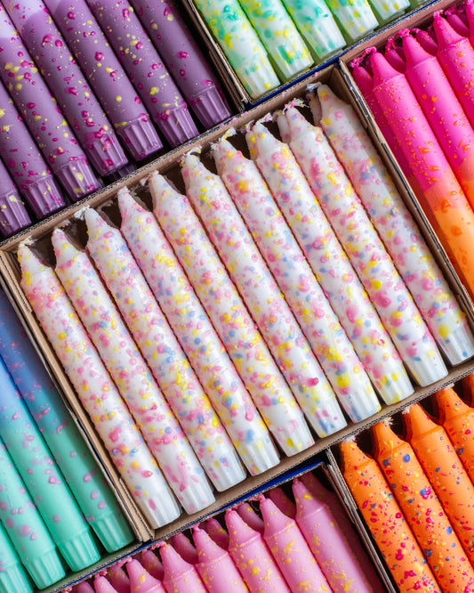 Taper candles- Summer vibes / Rainbow Confetti