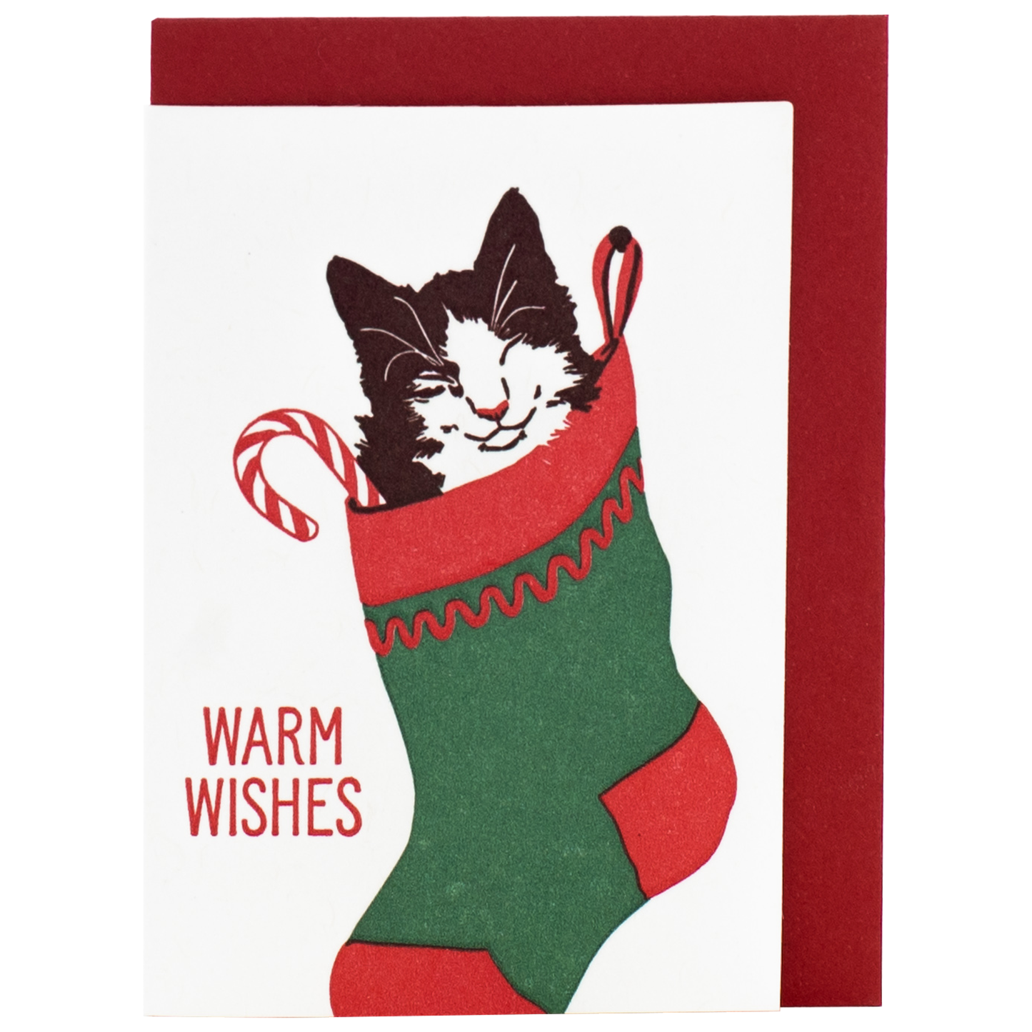 Mini Cat in Stocking Enclosure Card: Box of 6