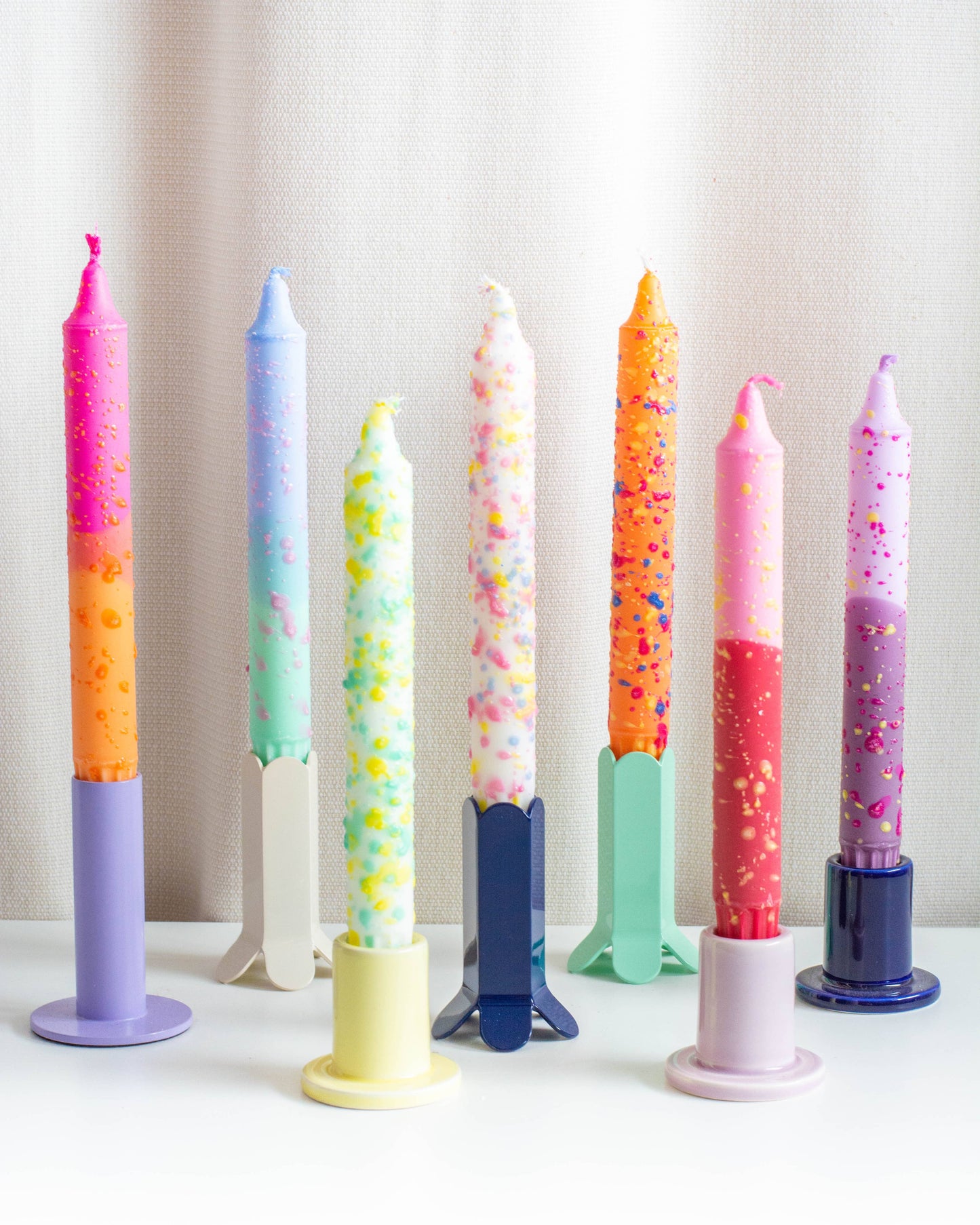 Taper candles- Summer vibes / Pink & Red Yellow Confetti