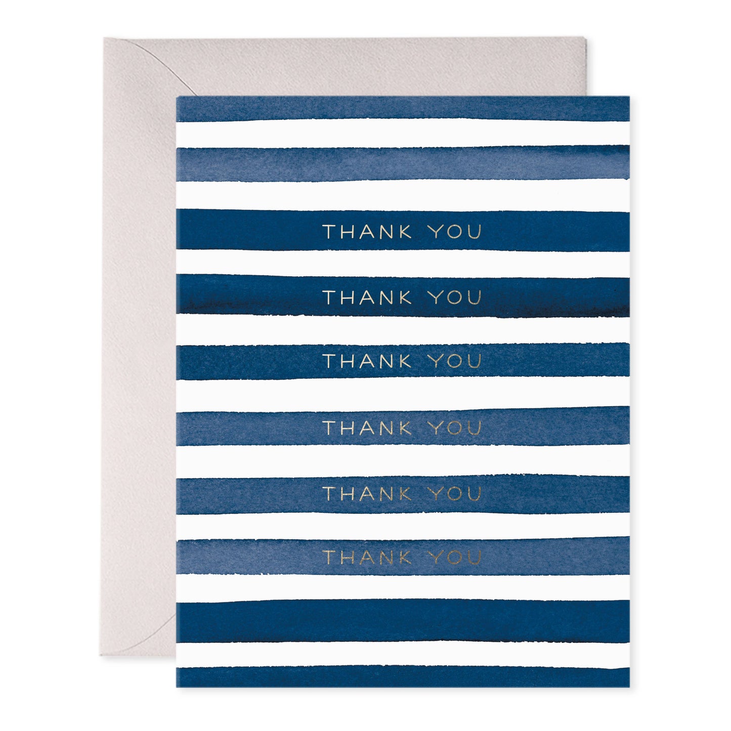 Navy Stripes Thank You Greeting Card - Boxed Set of 6