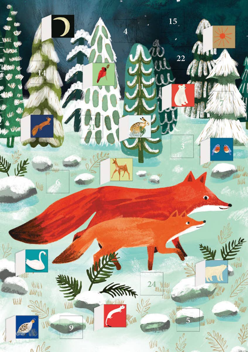 Running Foxes Advent calendar card