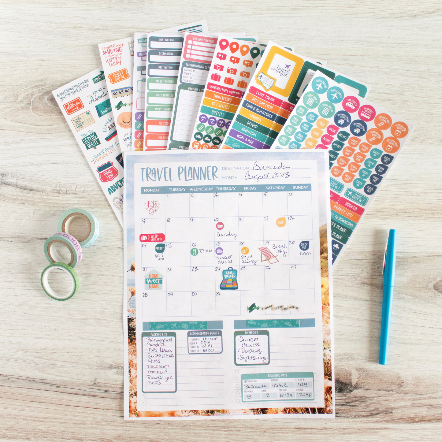 Planner Sticker Pack, Travel & Trip Planning