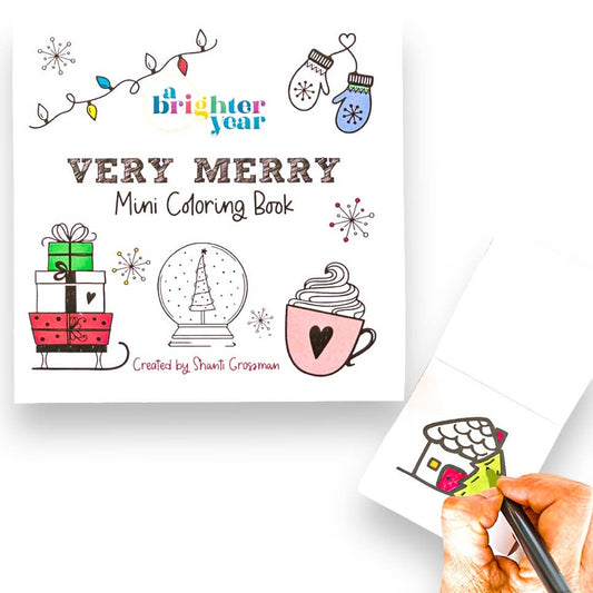 Very Merry Easy Tear Glue Bind Mini Coloring Book for Adult